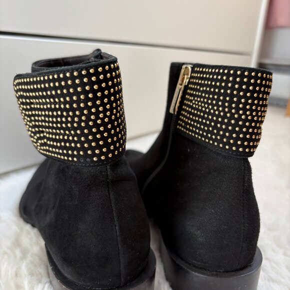 Capezzani Black Suede Ankle Booties With Gold Studding Size 37 - Picture 5 of 12